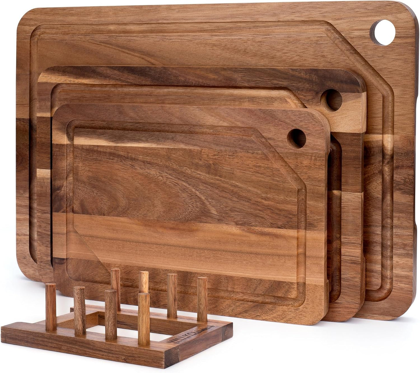 Bamboo Cutting Board Set of 3, Cutting Boards for Kitchen with Juice Groove, Bamboo Chopping Board Set, Serving Board Set for Meat, Fruit Vegetable and Cheese