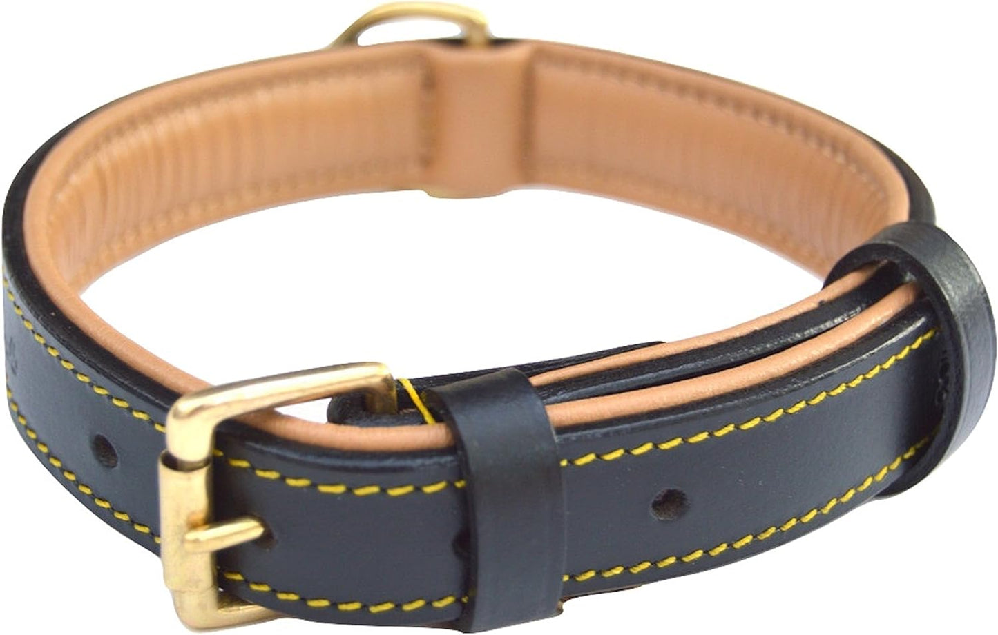 Soft Touch Collars Padded Leather Dog Collar, Large Brown - Genuine Real Leather, 24" Long x 1.5 Wide, Fits Neck Size 18" to 21" Inches