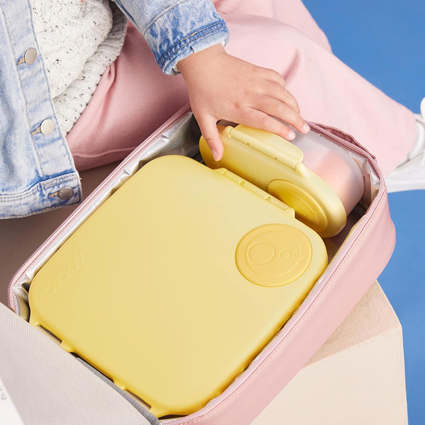 b.box 5-Compartment bento Style Lunch Box for Kids, Toddlers, Childrens, BPA-Free Food Storage Container with Cooler Pack, ON-The-GO Food Box with Handles Included Custom Divider, Lemon Twist