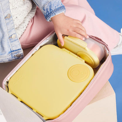 b.box 5-Compartment bento Style Lunch Box for Kids, Toddlers, Childrens, BPA-Free Food Storage Container with Cooler Pack, ON-The-GO Food Box with Handles Included Custom Divider, Lemon Twist