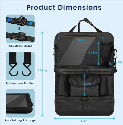 MoKo Car Organizer Back Seat, 8 Pockets Foldable Tray 600D Black, 2 Pack