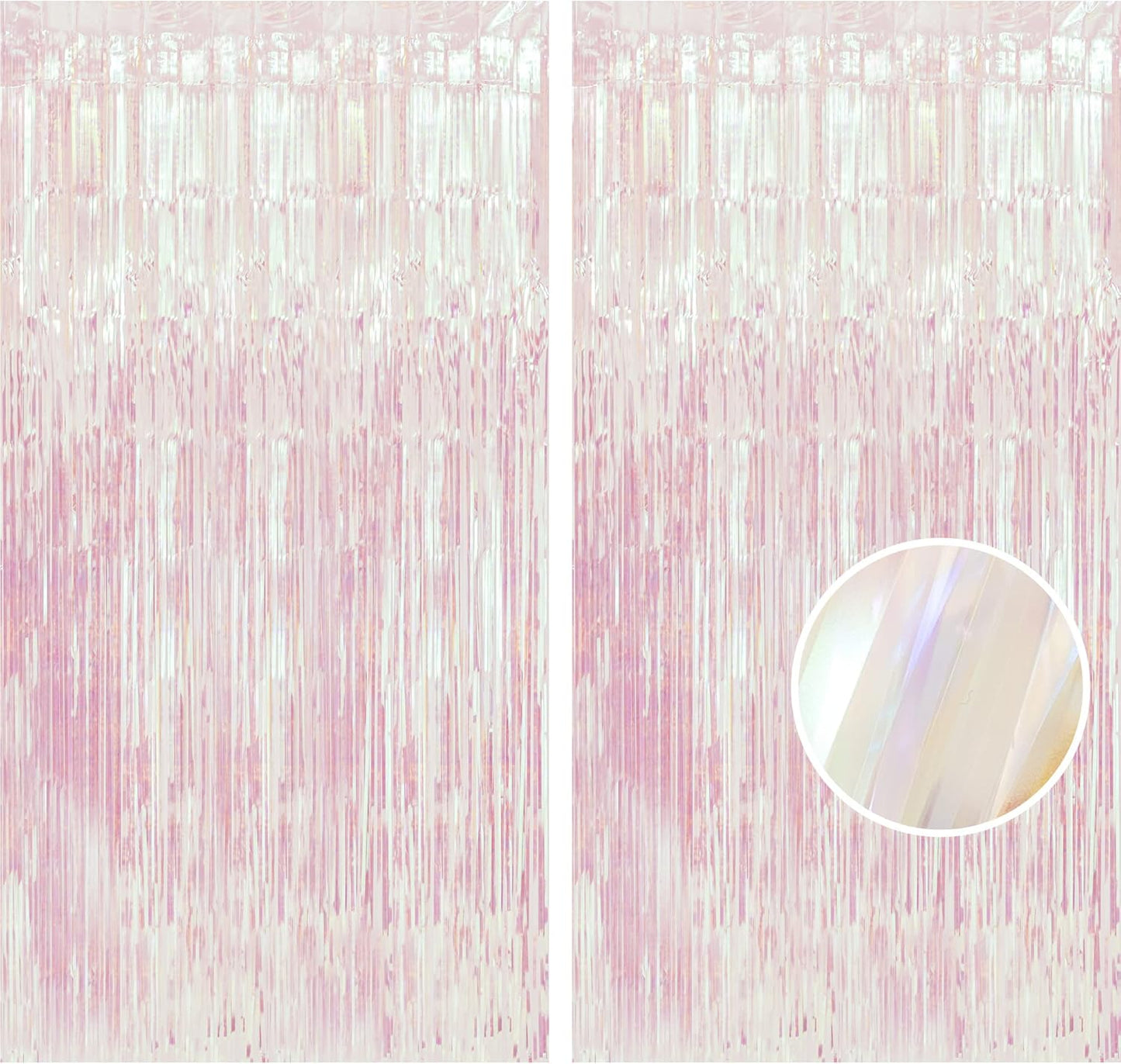 BRAVESHINE Pink Glitter Tinsel Foil Fringe Curtain - 2 Pcs 3.2x8.2 ft Metallic Party Supplies Photo Backdrop for Girl Princess Birthday Unicorn Bachelorette Butterfly Bridal Shower Party Decorations