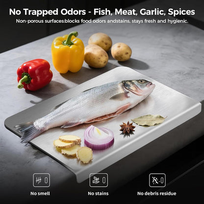 Titanium Cutting Board for Kitchen,Katuchef 100% Pure Titanium Cutting Board,Double-Sided Food-Grade Metal Chopping Boards,Easy to Clean, Non-Stick & Odor-Resistant(19.7" X 15.7"/ 50 X 40cm)