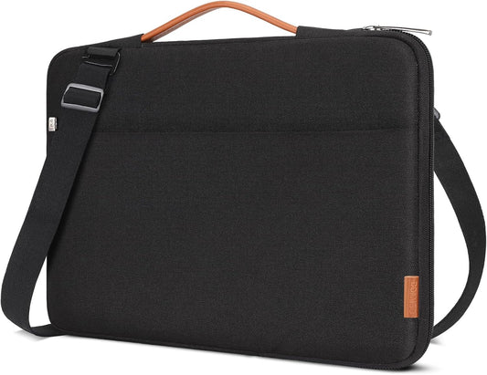 DOMISO 15.6 Inch Laptop Bag Cover Waterproof Shockproof Notebook Sleeve Case Shoulder Bag Protective Cover for 15.6" HP 15/ThinkPad E575/Lenovo IdeaPad S510,Black