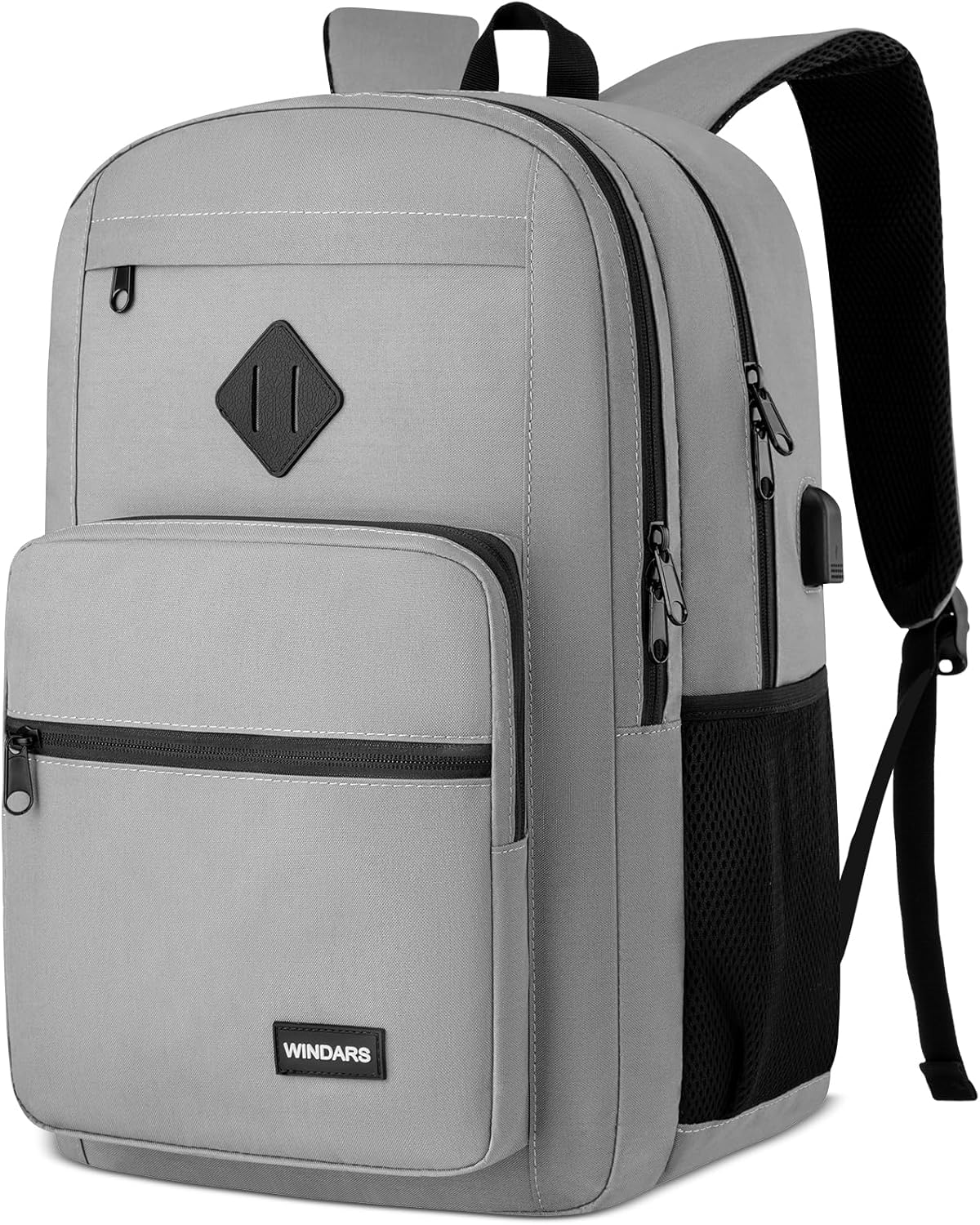 Black Backpack for Men Women, Durable Casual School Backpacks Teens Boys and Girls Classic 15.6 Inch Laptop Bookbag with USB Charger for College High School Work Travel