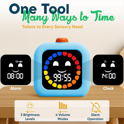 Digital Visual Timer for Kids - Calmer Routines & Transitions | Silent, Rechargeable, 99-Min Clock, Alarm, Countdown & Count-up; For Classroom, Home & Therapy - Builds Focus & Independence