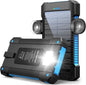 Solar Power Bank 38800mAh, Solar Charger Power Bank with Suction Cup Holder, IP67 Waterproof Outdoor Power Bank for Phone, USB-C Fast Charging with Flashlight Light/SOS/Strobe (Blue, 38800mAh)