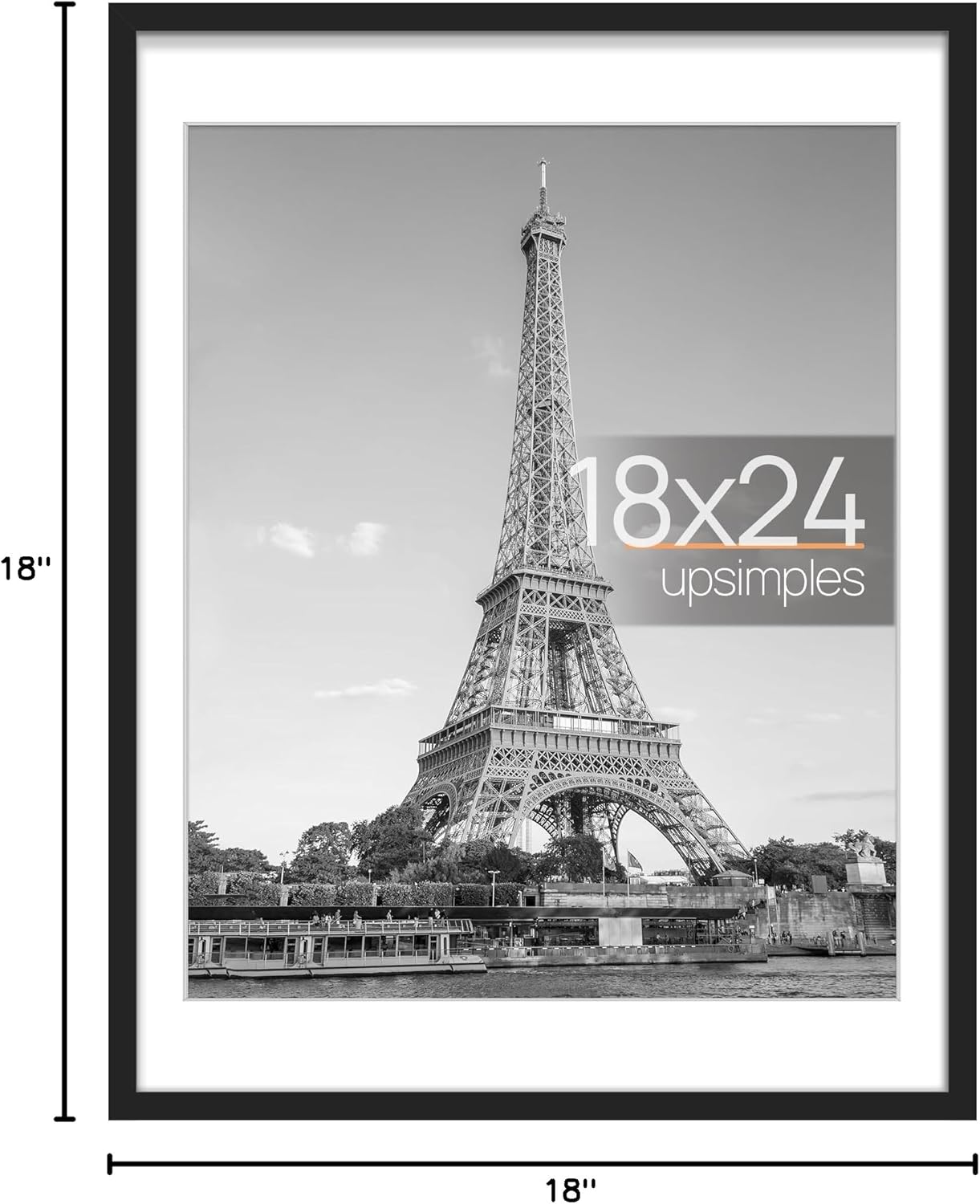 upsimples 11x14 Picture Frame, Display Pictures 8x10 with Mat or 11x14 Without Mat, Wall Hanging Photo Frames, Black