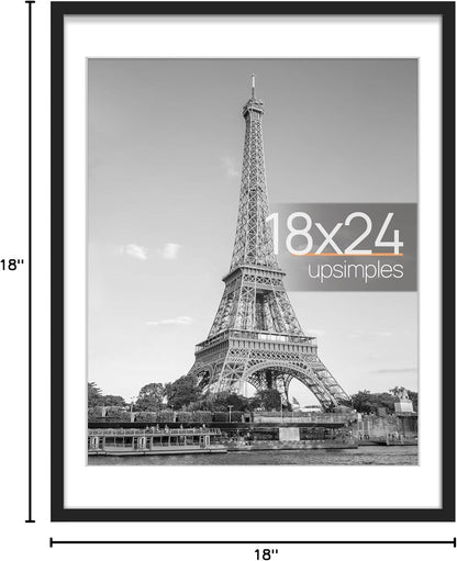upsimples 11x14 Picture Frame, Display Pictures 8x10 with Mat or 11x14 Without Mat, Wall Hanging Photo Frames, Black