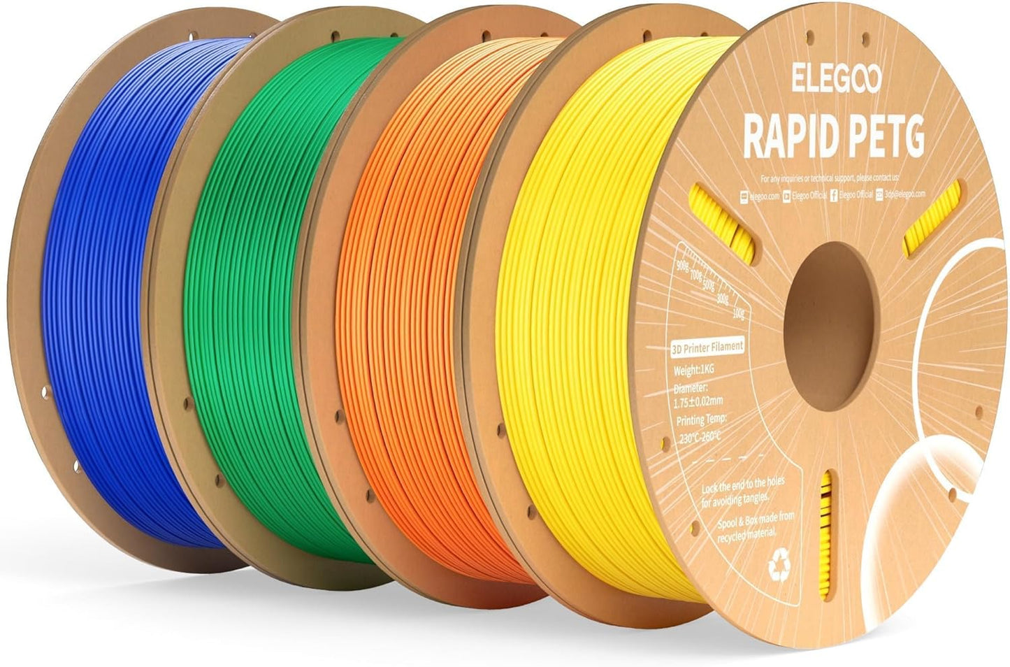 ELEGOO Rapid PETG Filament 1.75mm Black 1KG, 3D Printer Filament Max 600 mm/s High Speed Printing, Dimensional Accuracy +/- 0.02 mm Fit Most FDM Printer 1kg Cardboard Spool