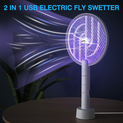 PALONE Bug Zapper Racket 3000V Electric Swatter 3 Layers Lamp Indoor Zapper Without Waving Hands for Kitchen, Home, Garden and Outdoors