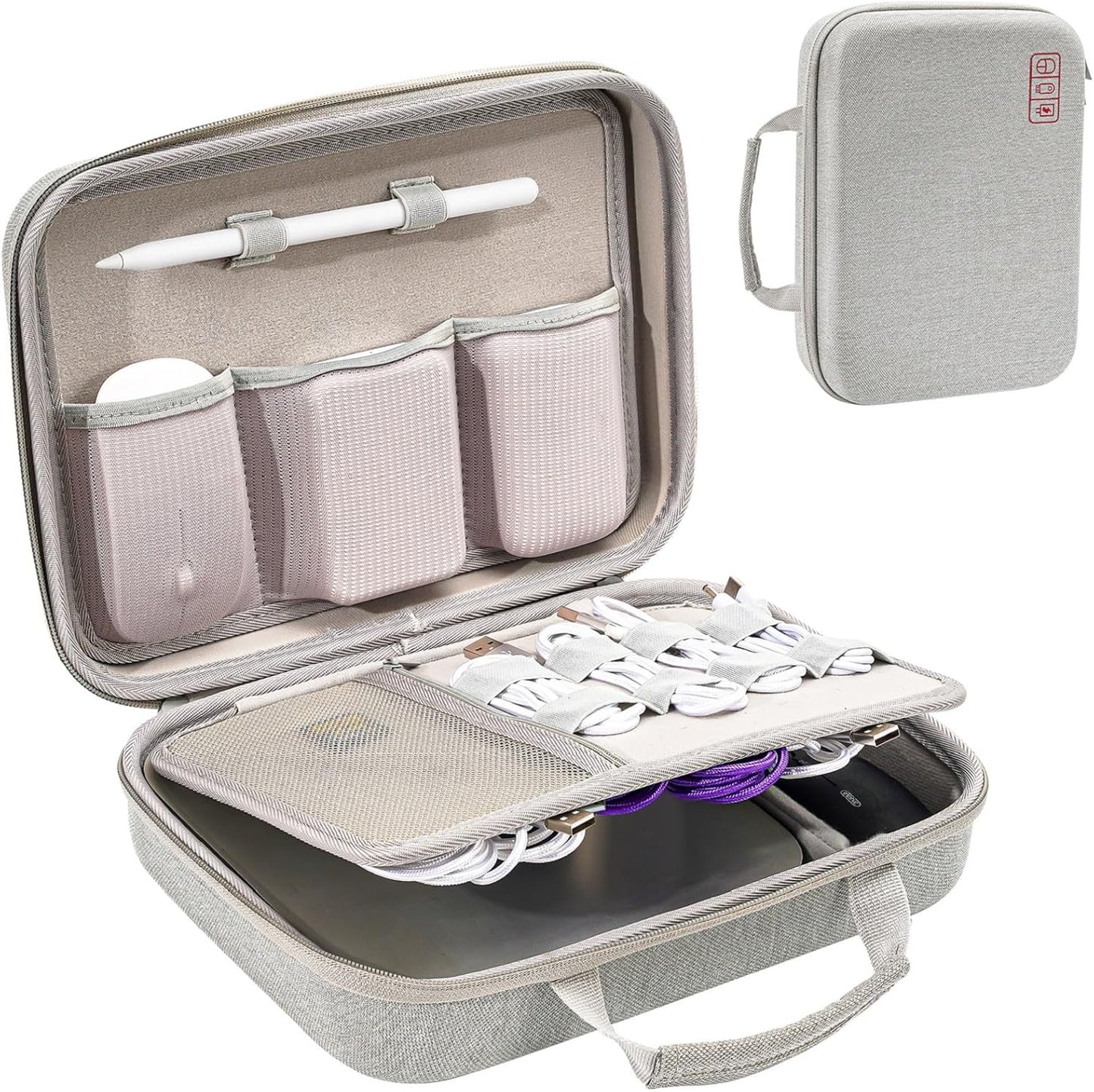 ProCase Hard Travel Electronic Organizer Case for MacBook Power Adapter Chargers Cables Power Bank Apple Magic Mouse Apple Pencil USB Flash Disk SD Card Small Portable Accessories Bag -L, Black