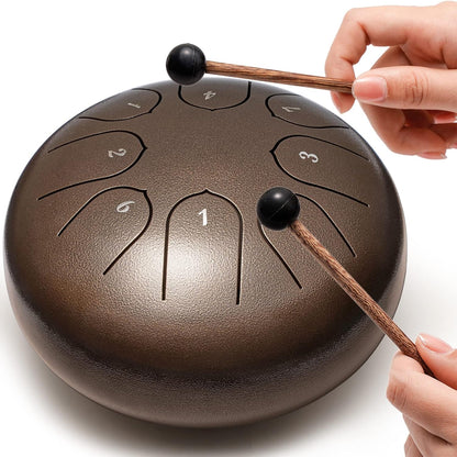 Lronbird Steel Tongue Drum Percussion, 6 Inch 8 Notes Musical Instruments, Music Gifts for Family Friends (Malachite)