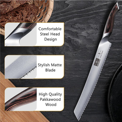 HOSHANHO Bread Knife 10 inch, Japanese High Carbon Stainless Steel Serrated Bread Knife, Professional Bread Cutting Knife for Homemade Bread