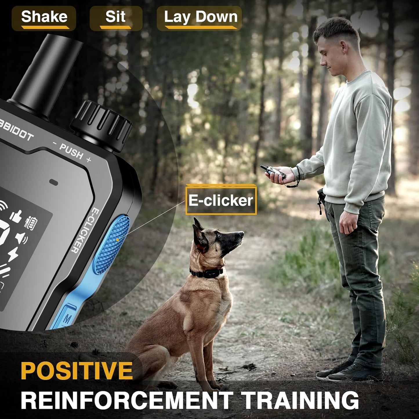 ABBIDOT Shock Collar - 4500ft Range Dog Training Collar, Super Mode, E-Clicker, Night Light, Safety Lock, Waterproof & Rechargeable E Collar for Small to Large Dogs (10-130 lbs)