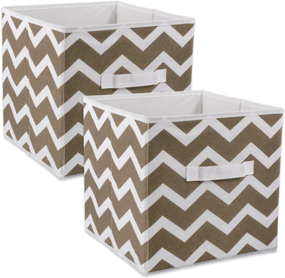 DII Foldable Fabric Storage Containers for Nurseries, Offices, Closets, Home Decor, Cube Organizers & Everyday Storage Needs, (Large - 11 x 11 x 11) Scroll Nautical Blue - Set of 2