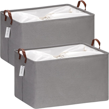 Hinwo 6-Pack Small Canvas Fabric Storage Baskets Set with Handles, Open Storage Bins, Cube Storage Organizer, Shelf Organizer Bins for Closet, 7.9L, 12 x 8 x 5 Inches, Grey Stripe