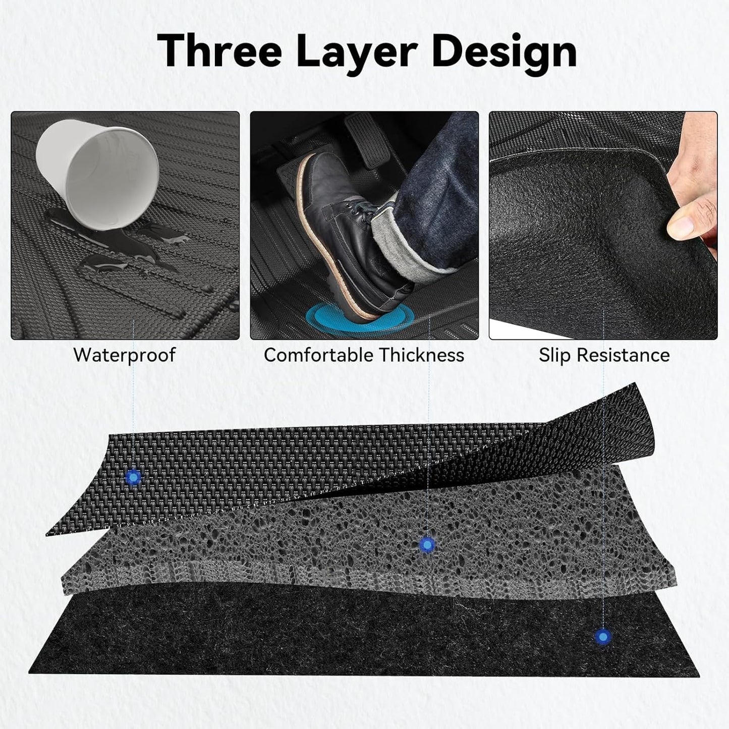 AOMSAZTO Floor Mats & Trunk Mat for 2024 2025 Chevy Equinox EV (Non Fuel),TPE All Weather Protection 2 Rows Car Floor Liners with Cargo Liner for Chevrolet Equinox EV (Non Fuel)