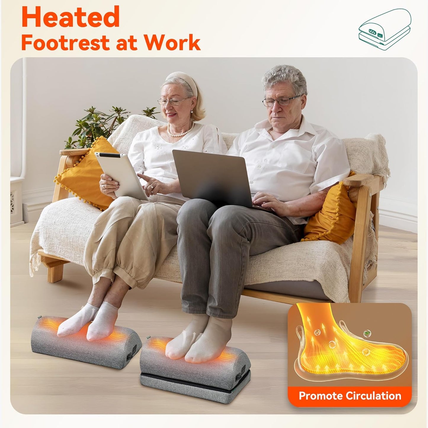 Snailax Foot Rest Under Desk at Work, 2 Heating Levels, 3 Vibrating Massage Modes, Heated Ergonomic Foot Stool with Adjustable Height, Office & Gaming Home Use, Grey