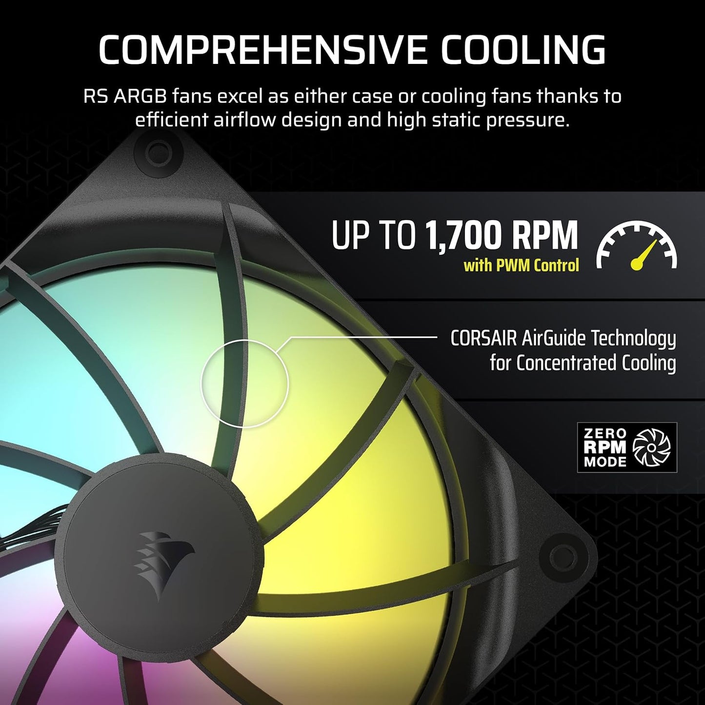 CORSAIR RS120 ARGB 120mm PWM Fan – Daisy-Chain Connection – Low-Noise – Magnetic Dome Bearing – Single Pack – White