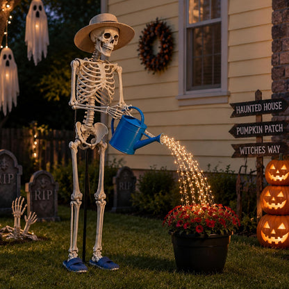 Metal Skeleton Pose Stand, Widened Halloween Skeleton Stand for 5.4Ft