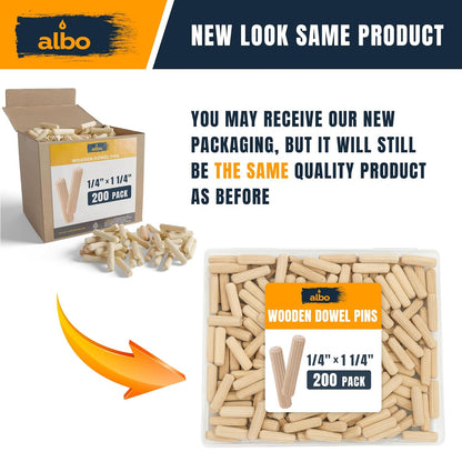 ALBO Wooden Dowel Pins 100 Pack Assorted Sizes 1/2 + 3/8 + 5/16 + 1/4 inch Fluted Wood Dowels Rods Hardwood Crafts Dowel Pegs