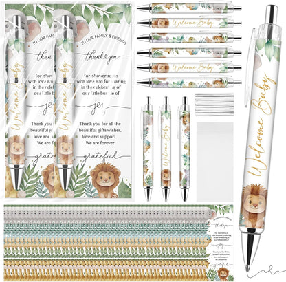 50 Set Baby Shower Favors Gifts for Guests Includes 50 Safari Animal Ballpoint Pens 50 Greeting Thank You Cards 50 Gift Bags Jungle Safari Woodland Baby Shower Party Favors Gender Reveal Guest Prizes