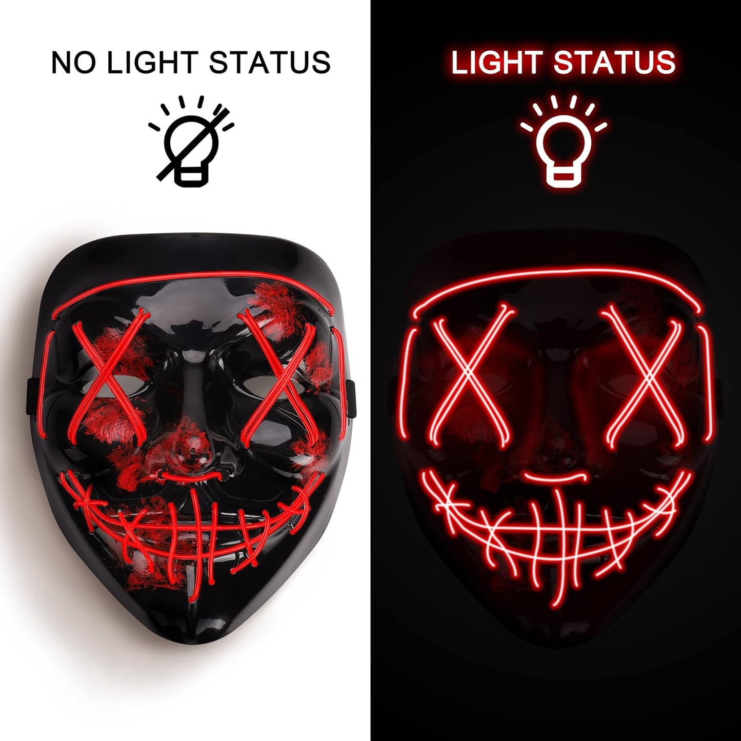 Scary Halloween Mask, LED Mask Light Up Purge Mask Costume