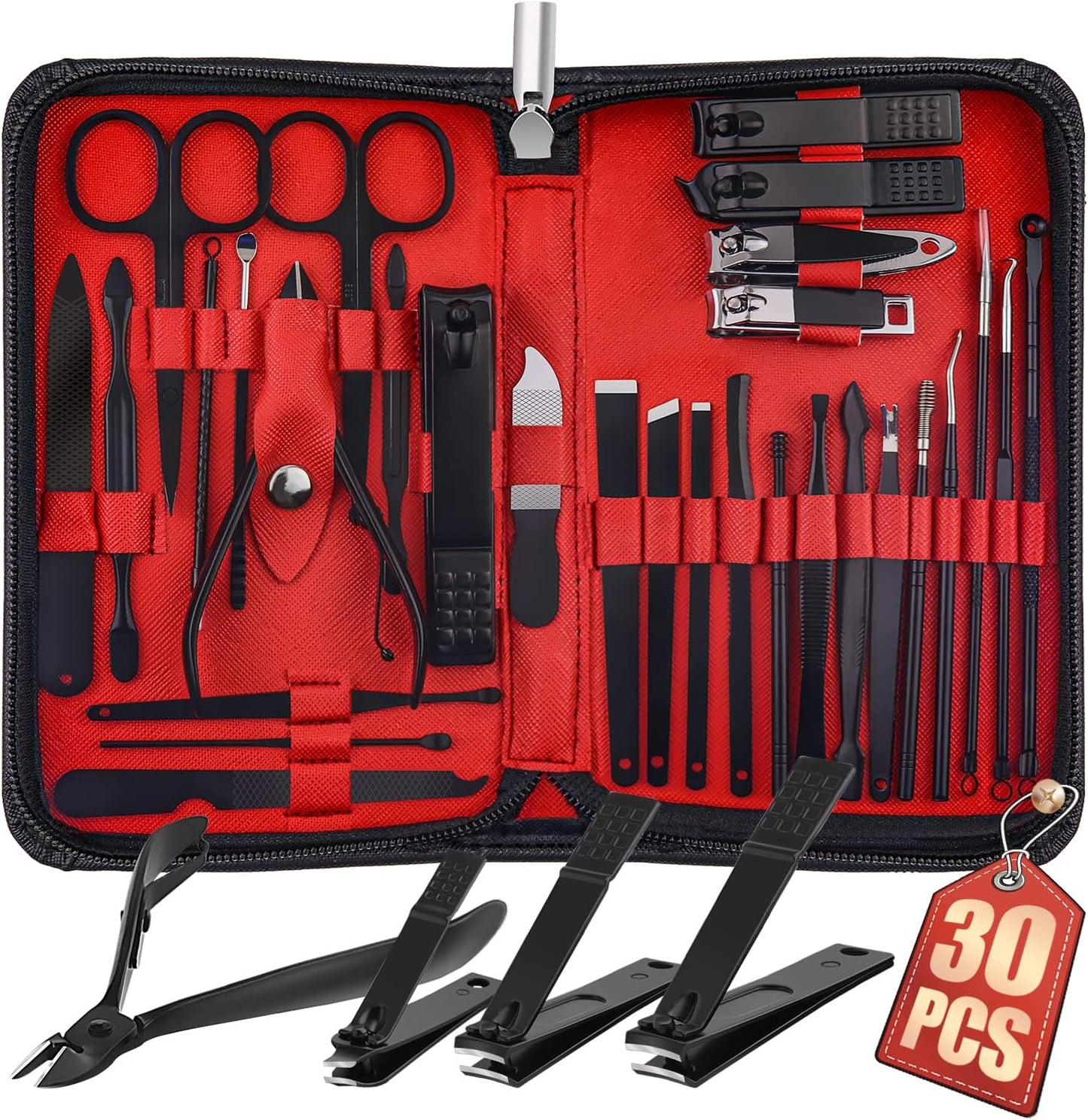 WOAMA Manicure Set 30 in 1 Nail Clipper Set Nail Kit for Women Men Stainless Steel Manicure Kit Professional with Travel Case