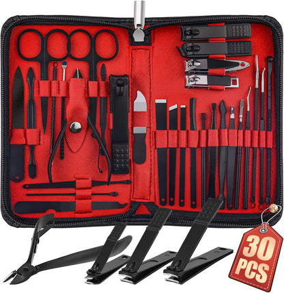 WOAMA Manicure Set 30 in 1 Nail Clipper Set Nail Kit for Women Men Stainless Steel Manicure Kit Professional with Travel Case