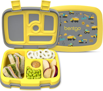 Bentgo Kids Prints Leak-Proof, 5-Compartment Bento-Style Kids Lunch Box - Ideal Portion Sizes for Ages 3-7, Durable, Drop-Proof, Dishwasher Safe, & Made with BPA-Free Materials (Green Rainbow)