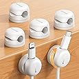 Lamicall Rotatable Cable Organizer Clips 6-Pack – Self-Adhesive Desk Cord Holder with Spring Lock – USB Charger Wire Management - PuriLite