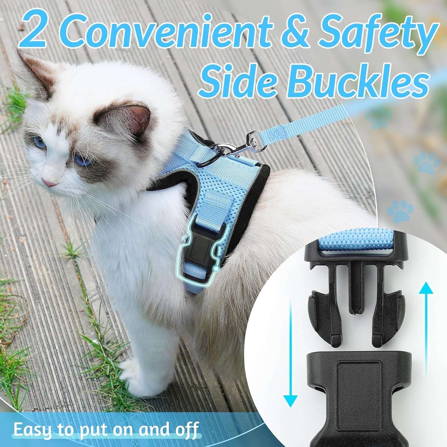 rabbitgoo Cat Harness and Leash for Walking, Escape Proof Soft Adjustable Vest Harnesses for Small Medium Cats, Easy Control Breathable Reflective Strips Jacket, XS, Black
