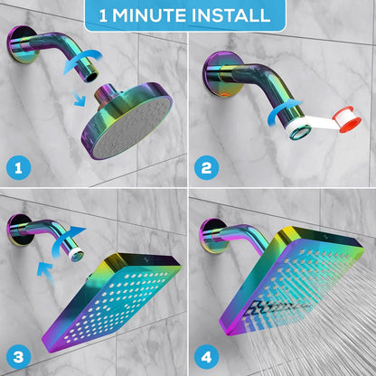 SparkPod Shower Head - High Pressure Rain - Premium Quality Luxury Design - 1-Min Install - Easy Clean Adjustable Replacement for Your Bathroom Shower Heads (Luxury Polished Chrome, 6 Inch Round)