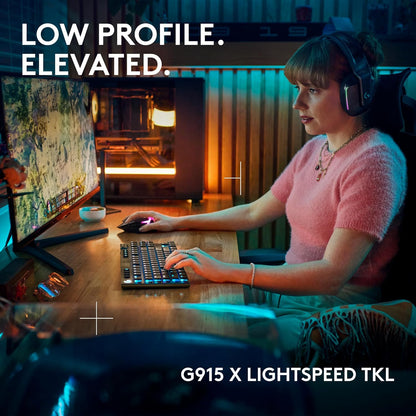 Logitech G915 X Lightspeed TKL Low-Profile Wireless Gaming Keyboard, Double-Shot PBT Keycaps, Fully Programmable Keys, RGB Backlighting, Sleek Aluminum Finishing, GL Brown Tactile - PC/Mac