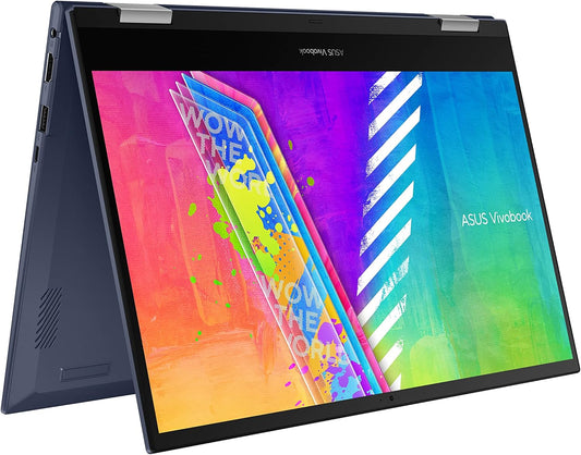 Asus VivoBook Go 14 Flip Thin and Light 2-in-1 Laptop, 14” HD Touch Display, Intel Celeron, 4GB RAM, 128GB eMMC, Windows 11 Home in S Mode + Microsoft 365 Personal 1-Year, J1401KA-AS01-CA