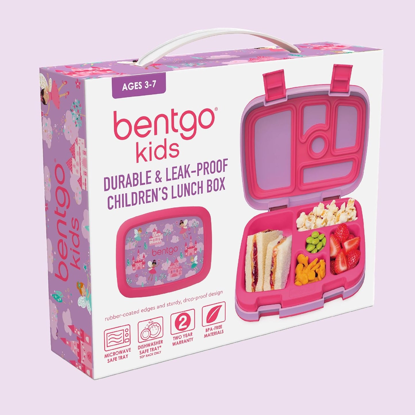Bentgo Kids Prints (Unicorn) - Leak-Proof, 5-Compartment Bento-Style Kids Lunch Box - Ideal Portion Sizes for Ages 3 to 7 - BPA-Free and Food-Safe Materials