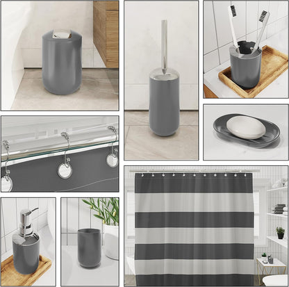 Clara Clark Bathroom Set - Gray Bathroom Accessories Set, Bathroom Sets with Shower Curtain and Rugs, 23PC Shower Curtain Set with Liner, Soap Dispenser, Soap Dish, Toilet Brush Holder, and Trash Can