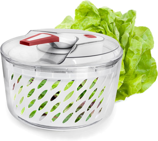 Valore Large Salad Spinner with Lid – Lettuce Washer and Vegetable Dryer – Fruit Cleaner & Serving Bowl – Easy Spin, Quick Brake, BPA-Free