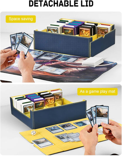 ZLCA Card Storage Box for MTG PTCG, Commander Deck Box Holds 3000+ Cards, Card Storage Case with 4 Stoppers, Card Organizer for TCG Sport Cards (Black)