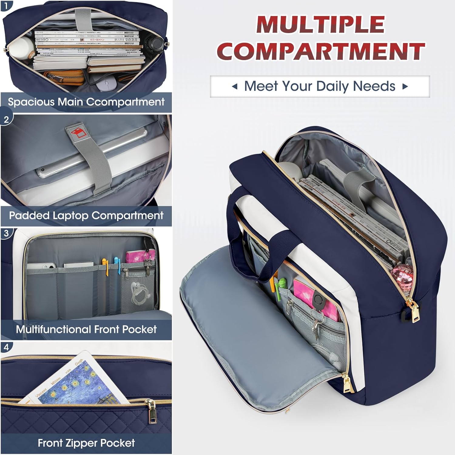 Laptop Bag 17 Inch Laptop Briefcase for Women Waterproof Computer Messenger Bag Professional Laptop Case for Business Work - PuriLite