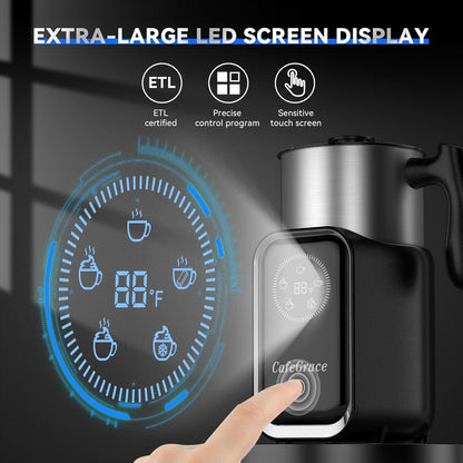Milk Frother Electric, 5-in-1 Milk Steamer 600ML/20oz, 550W Split Stainless Steel Automatic Foamer, Smart Touch Control Milk Warmer, Hot & Cold for Coffee, Chocolate, Latte Cappuccino