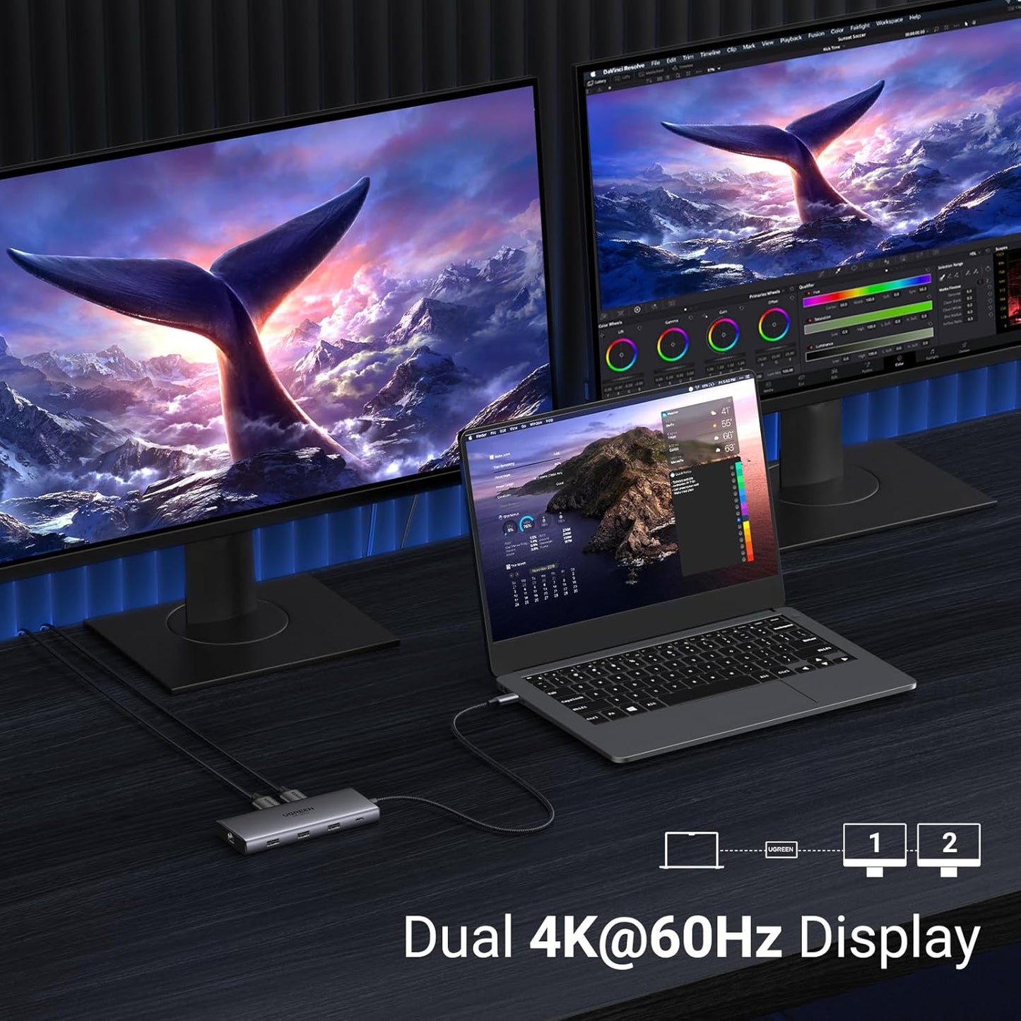 UGREEN Docking Station, Revodok Pro 210 USB C Hub (10 in 1) with Dual 4K@60Hz HDMI Single 8K@30Hz, 100W PD, 1Gbps Ethernet, 5Gbps USB, SD/TF, Network Hub USB C Dock for Thinkpad, HP, Dell Laptops