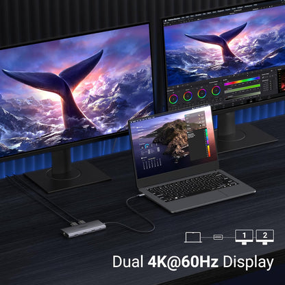 UGREEN Docking Station, Revodok Pro 210 USB C Hub (10 in 1) with Dual 4K@60Hz HDMI Single 8K@30Hz, 100W PD, 1Gbps Ethernet, 5Gbps USB, SD/TF, Network Hub USB C Dock for Thinkpad, HP, Dell Laptops