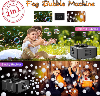 Wisdomlit Fog Bubble Machine, 2-in-1 No-Spill Smoke Bubble Machine (Black)