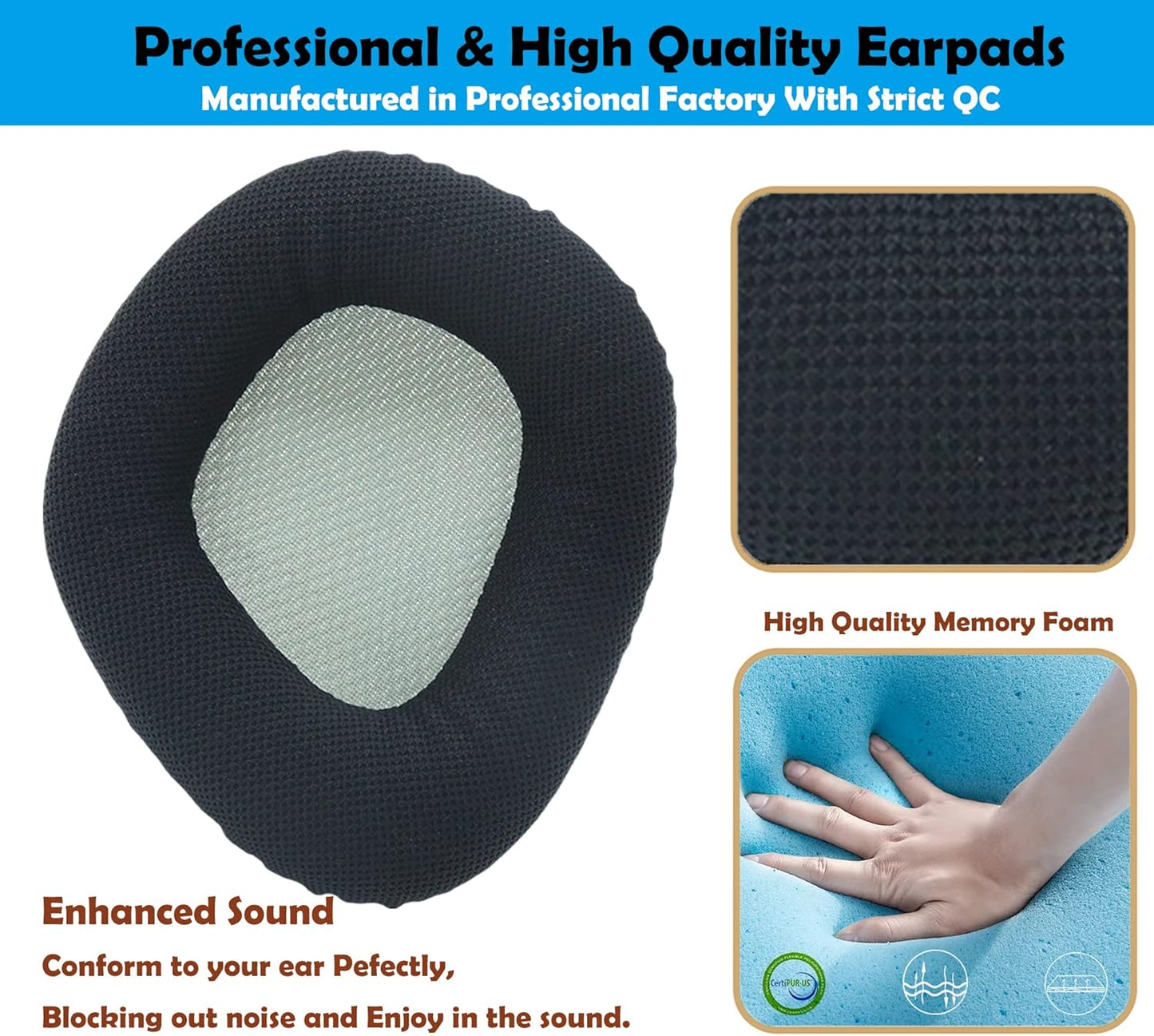 DowiTech Durable Headset Ear Cushions Replacement Ear Pads Headphone Earpads Compatible with Corsair Void and Corsair Void Pro RGB Wireless/Wired Gaming Headset