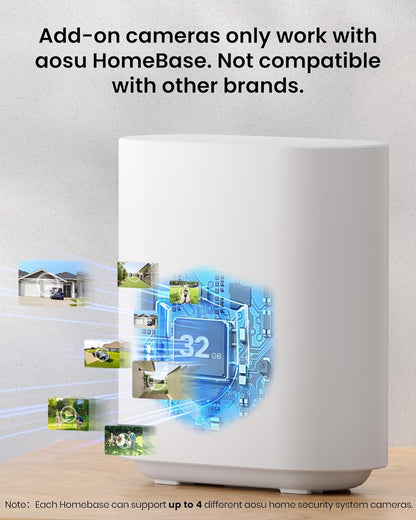 AOSU Solar Security Cameras Wireless Outdoor, 4 Cam-Kit, No Monthly Fees, Local Storage, Home Security Cameras System with Integrated Solar Panel, Easy Setup, 2K Color Night Vision, 5G & 2.4G WiFi