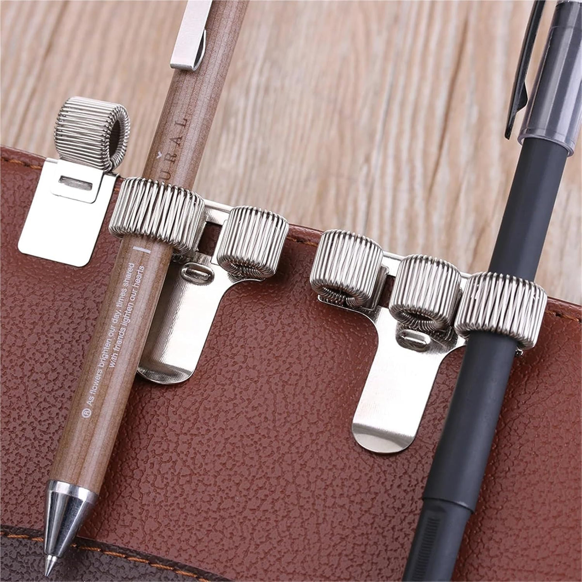 Pen Holder For Notebook 30PCS Nurse Office Supplies Notebooks Stationery Pen Holders Single/Double/Triple Metal Spring With Pocket Clip(5)