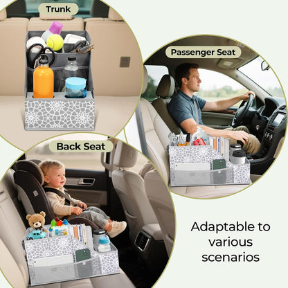 Car Seat Organizer Backseat Front Seat, Car Organizer With 12 Storage Compartments 2 Cup Holders, Snack Storage For Kids Baby, SUV Truck Van Collapsible Storage Bag For Travel, PT