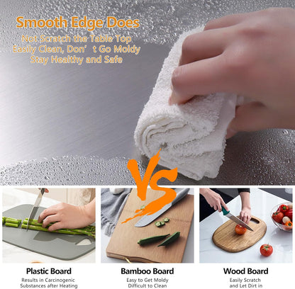Stainless Steel Cutting Board with Lip 20”x 20”Heavy Duty Baking Cutting Chopping Boards Large Metal Cutting Board Over Sink for Kitchen Meat Vegetables Fruits Bread and Baking